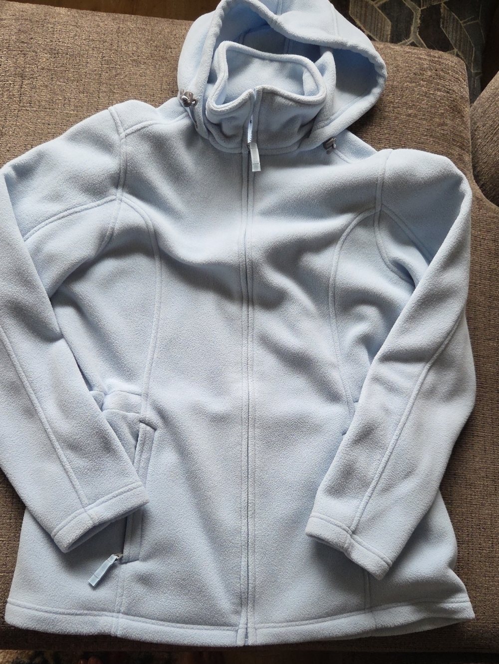Lands' End Light Blue Fleece Hooded Jacket